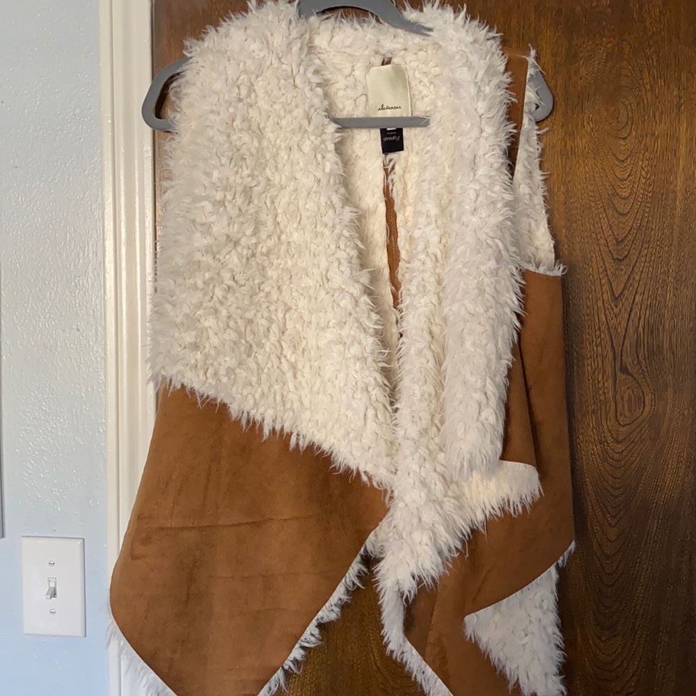 Suede and sheerling vest